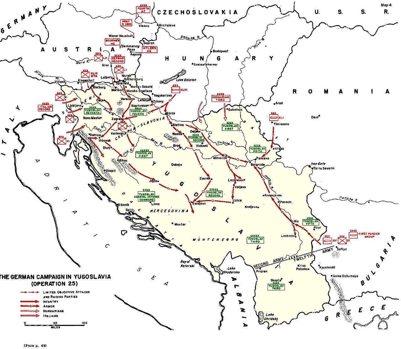 napad na Jugoslavijo, vojaške operacije Vir:  Wikipedia