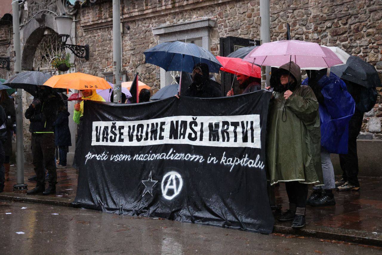 Demonstracije proti Natu in za mir v Ljubljani 28.3.2024