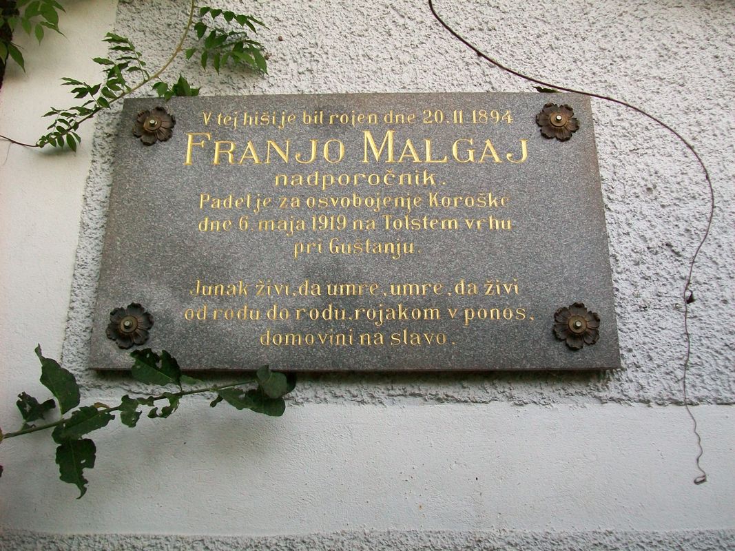 Franjo Malgaj, spominska plošča