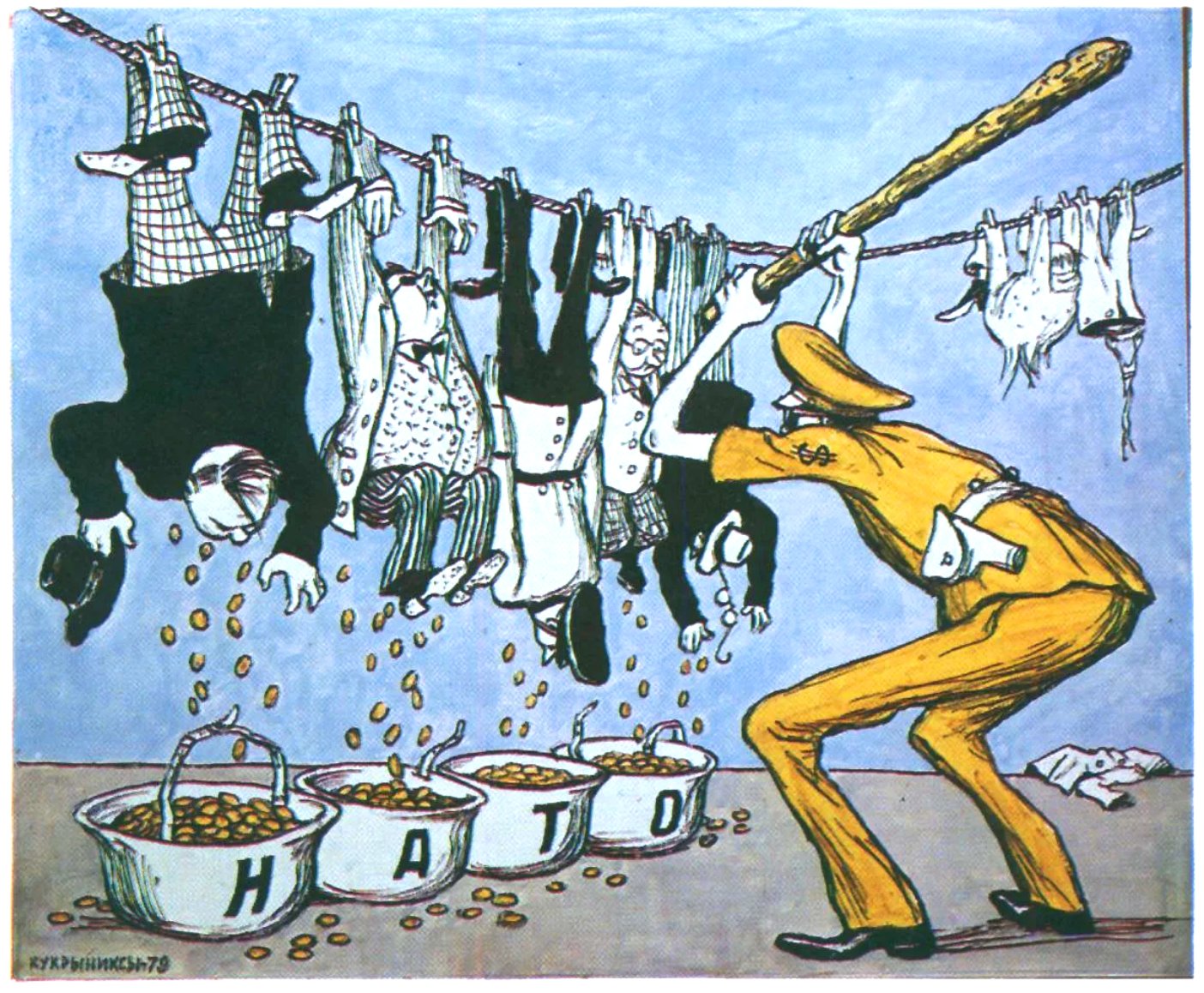 Slika evropskih davkoplačevalcev po frhu v Haagu? Ne, sovjetska karikature...Vir: Telegram