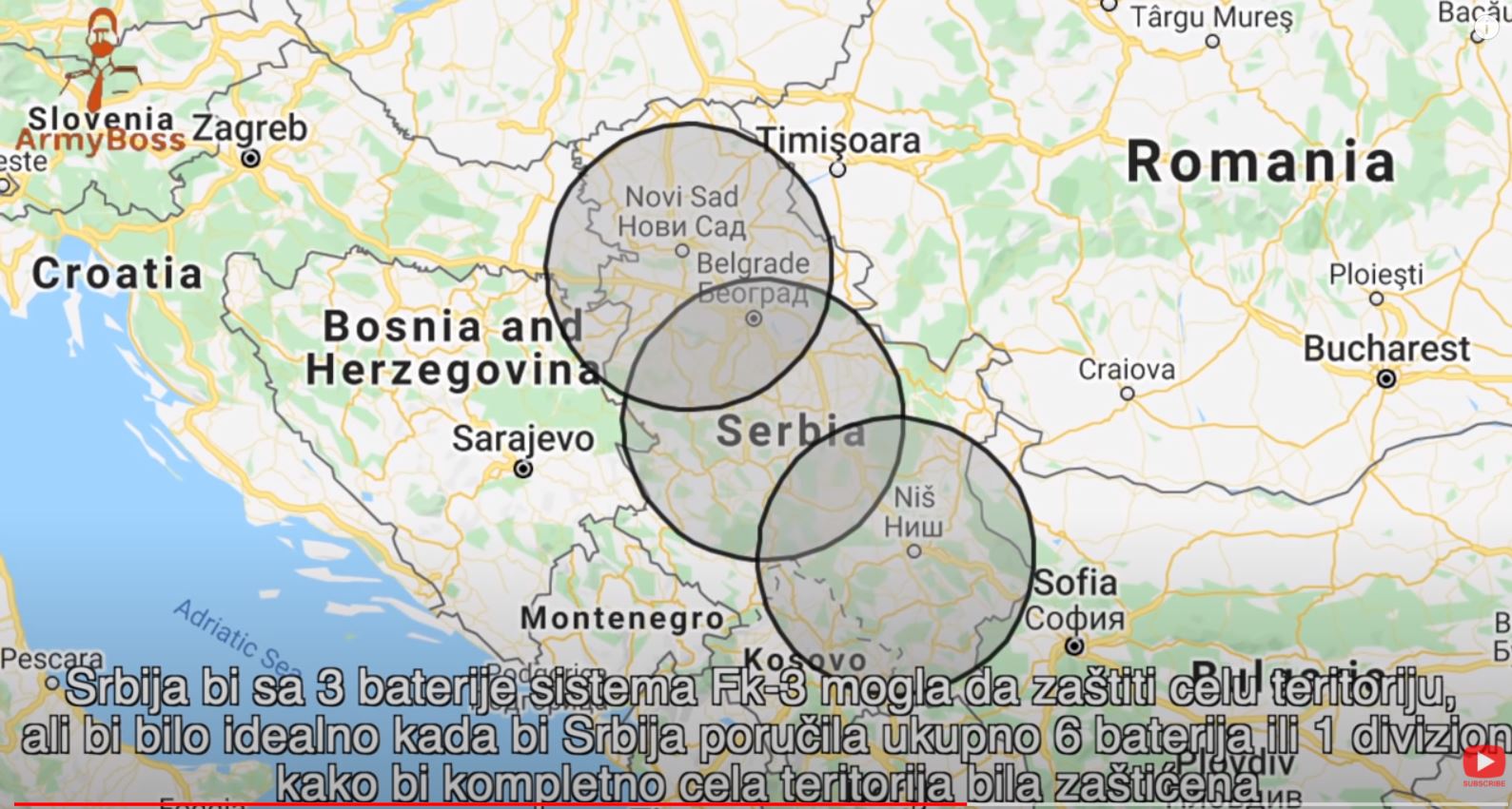 Pokrivanje ozemlja Srbije s FK-3