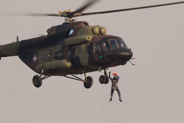 Helikopter srbske vojske, vaja BARS 2018 Vir:Tanjug