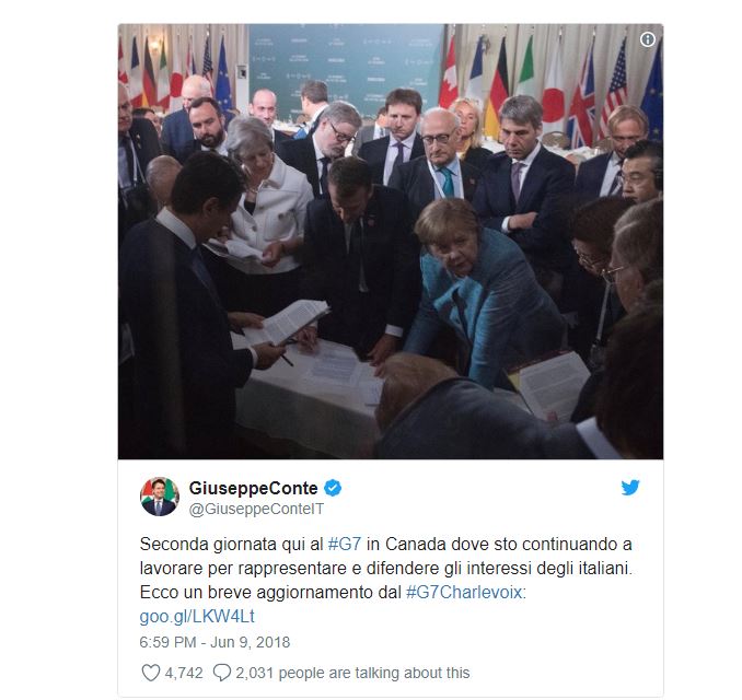 Slika italijanskega predsednika vlade z G7