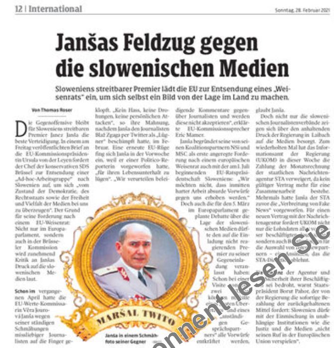 Članek v Kleine Zeitungu