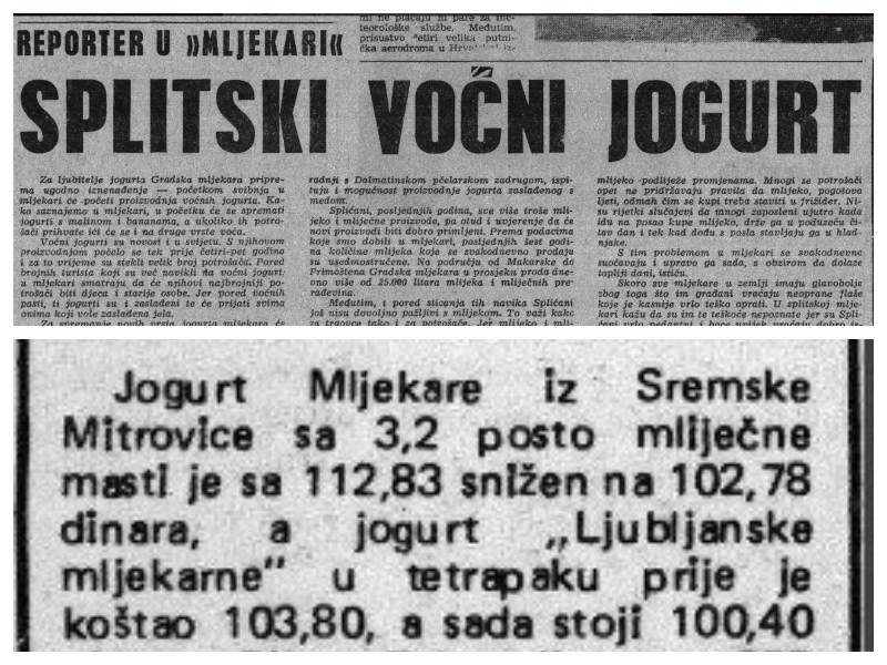 Sadni jogurti v Jugoslaviji - dokazi 
