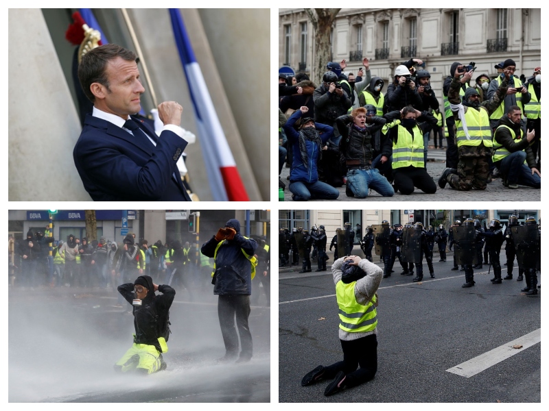 Klečanje demonstrantov - Francija 2018