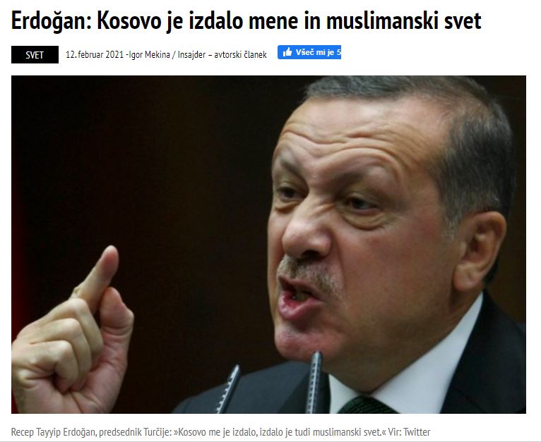Kosovo je izdalo Erdogana in muslimanski svet...