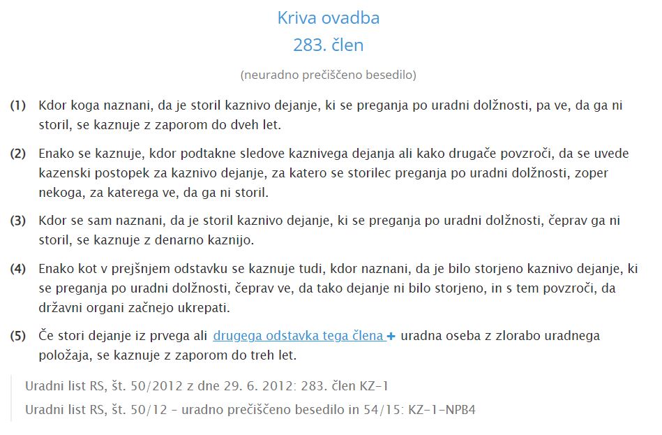 Kriva ovadba - kaznovo dejanje Antona Olaja?