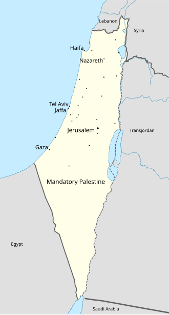 Zemljevid Mandatne Palestine  Vir: Wokipedia