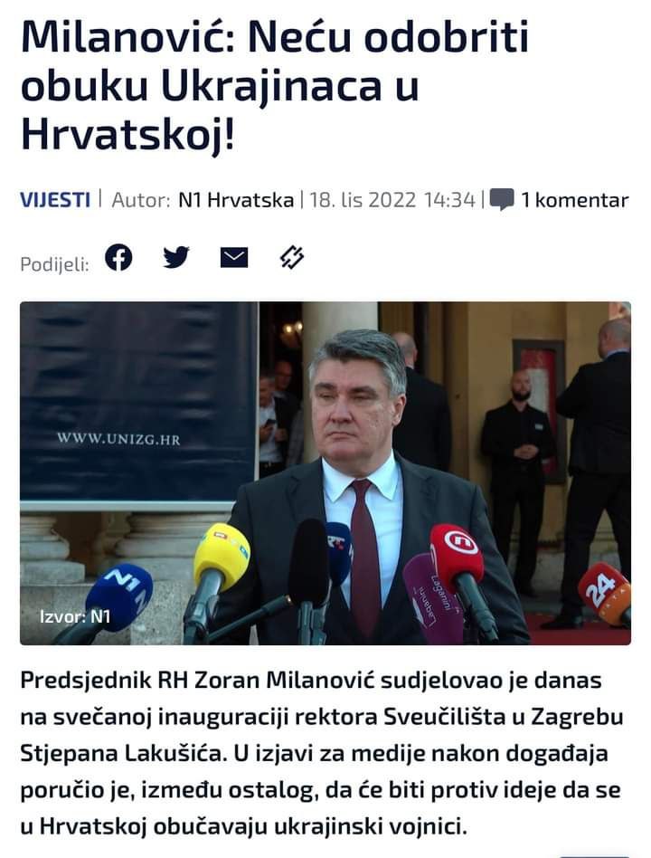 Hrvaški predsednik ima trdna stališča...