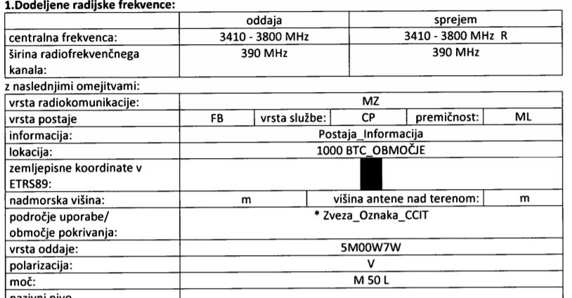 Odločba AKOSa - Moč sevanja - BTC