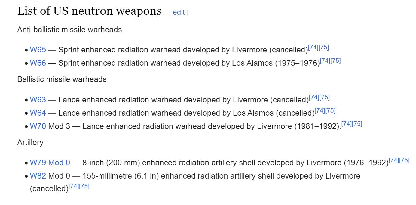 Nevtronsko orožje ZDA  Vir: Wikipedia