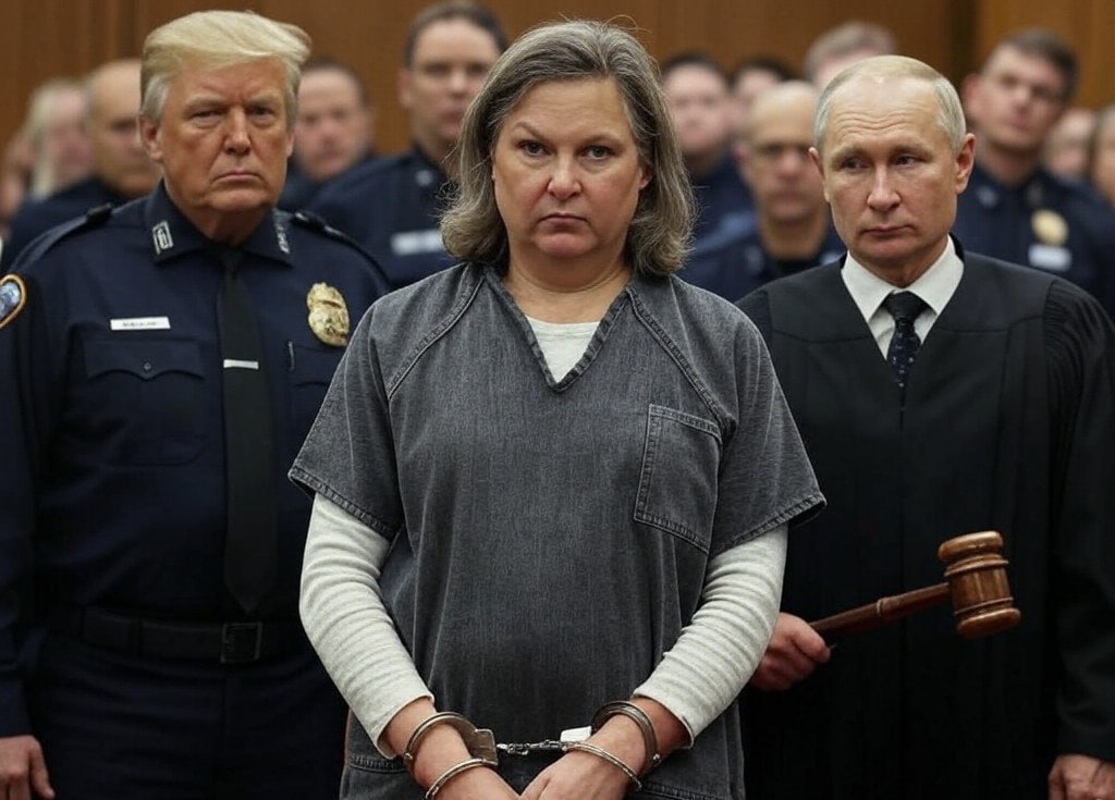 Victoria Nuland in njena sodnika: Trump in Putin Vir fotomontaže: X, posnetek zaslona