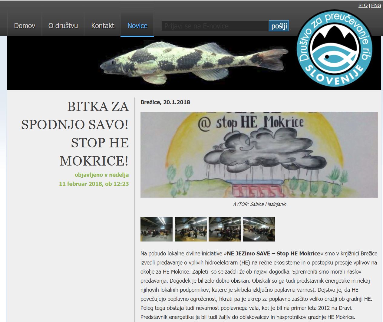 Društvo za proučevanje rib, spletna stran