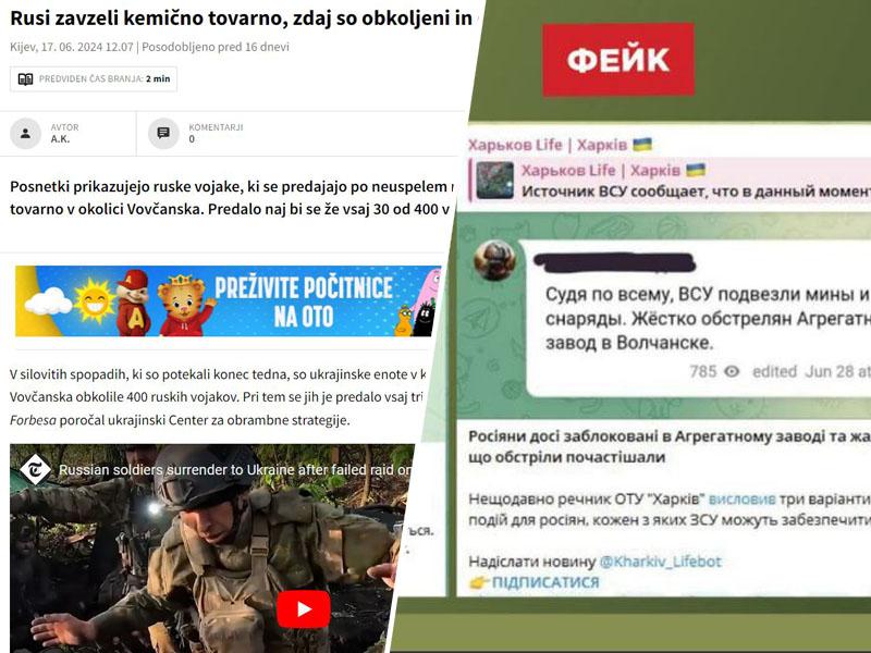 Lažna novica 24ur.com: »Rusi zavzeli kemično tovarno, zdaj so obkoljeni in obupani!«