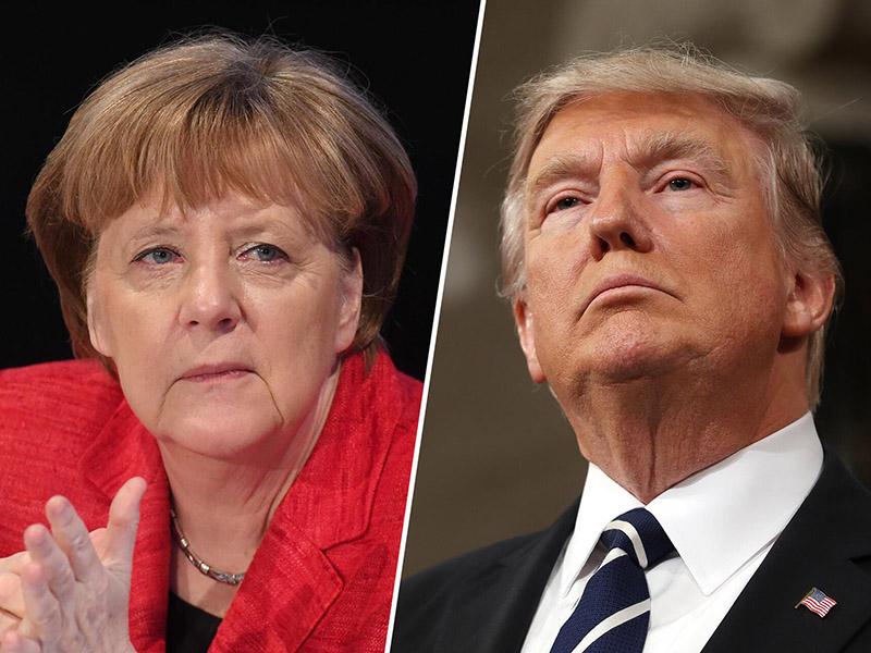 Merklova in Trump na prvem dvostranskem srečanju
