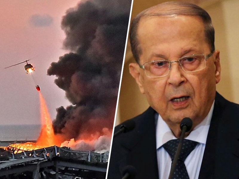 Predsednik: »Zunanja sila rakete, bomba ali drugo dejanje« so morda razlogi gigantske eksplozije v Bejrutu