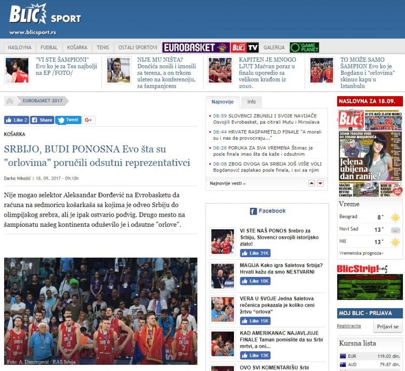 Tudi srbski mediji navdušeni nad Goranom Dragićem