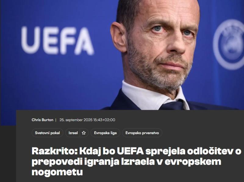 UEFA bo naslednji teden izključila Izrael, večmesečno cincanje Čeferina razkrilo tudi servilnost osrednjih medijev