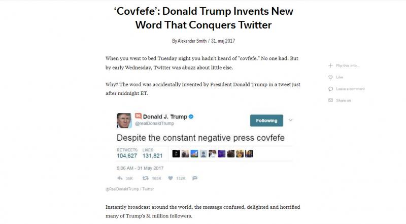Covfefe - nova Trumpova beseda, ki je obnorela svet