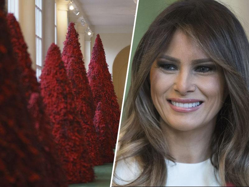 Melania uvedla novo modo: njena rdeča božična drevesca iz Bele hiše so postala pravi hit v ZDA