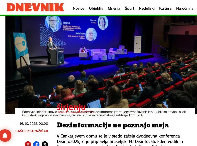 Saj ni res, pa je: Vodilni evropski cenzorji in dezinformatorji v Ljubljani priredili konferenco o boju proti dezinformacijam!