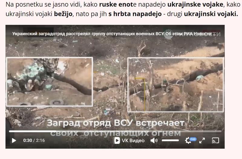 Ruski dron posnel, kako ukrajinski »pregradni odred« pobija ukrajinske vojake, ki so bežali pred ruskim jurišem!
