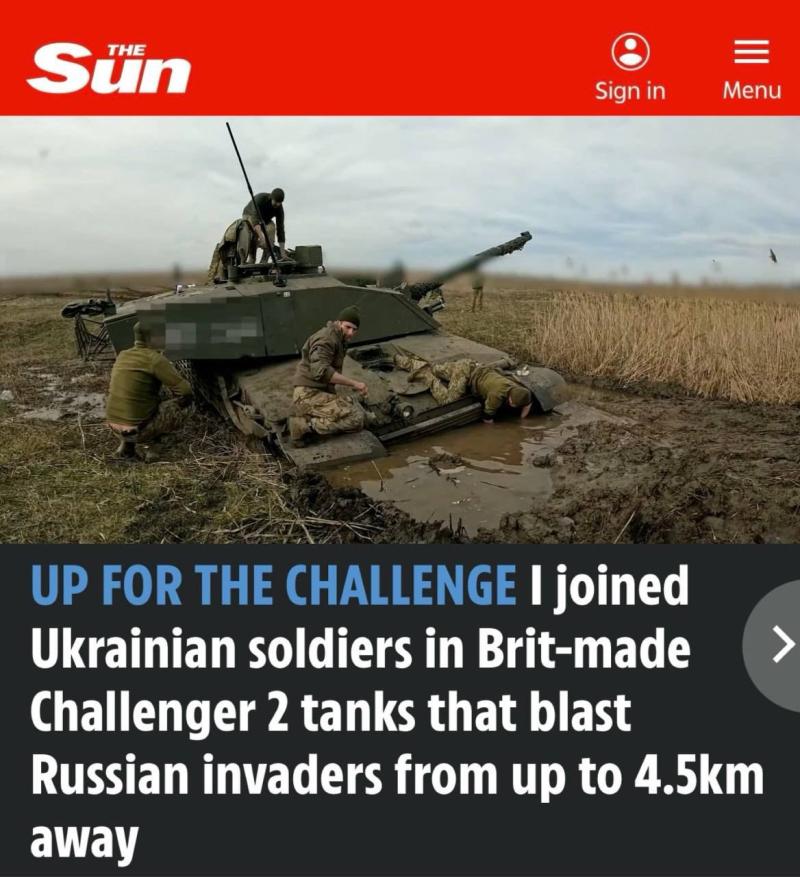 Tradicija: Britanski novinarji želeli posneti reportažo o Challengerju 2 v Ukrajini, a se je tank - pogreznil v blato