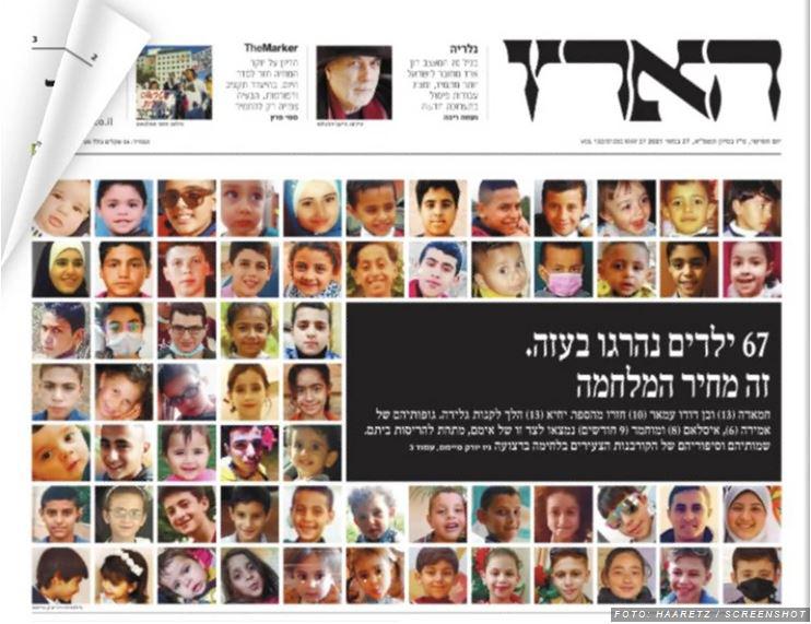 »To je cena vojne«: Izraelski časnik na naslovnico postavil fotografije palestinskih otrok, ubitih v Gazi