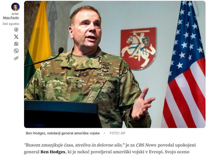 Marec 2022, general Ben Hodges: »Rusiji bo zmanjkalo streliva in vojakov v desetih dnevih!«