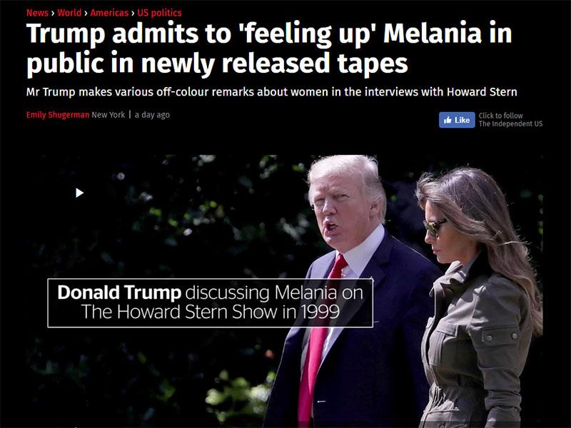 Trump priznal, da je otipaval Melanio v javnosti