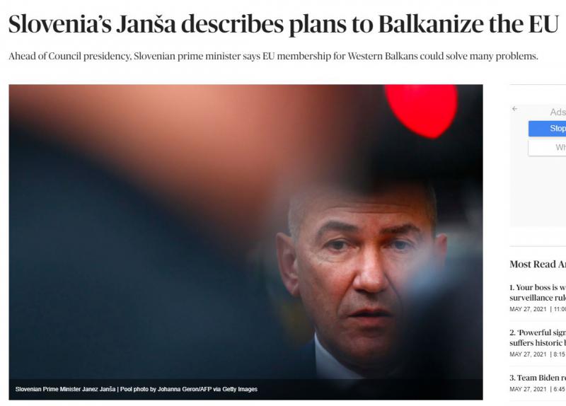 Politico: »Slovenski Janša opisal načrte za balkanizacijo EU«