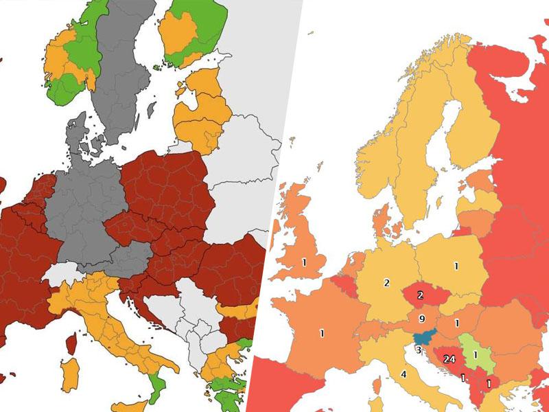 Evroretuširanje: države jugovzhodne Evrope najmanj kužne, toda na zemljevidih ECDC »brez podatkov«