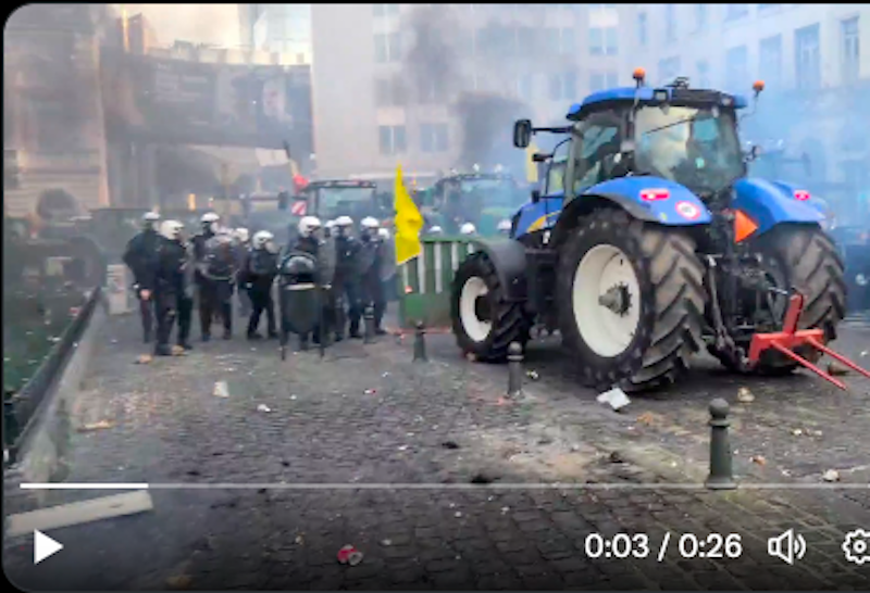 Upor: Kmetje v Bruslju zasuli institucije EU s senom in gnojem, na ulicah pa pustili kupe krompirja - kot hrano in »orožje«