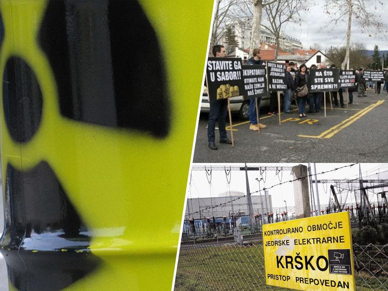 Jedrski odpadki iz NE Krško ogrožajo 230 000 prebivalcev, protestniki sporočajo: »Shranite si jih v parlament!«