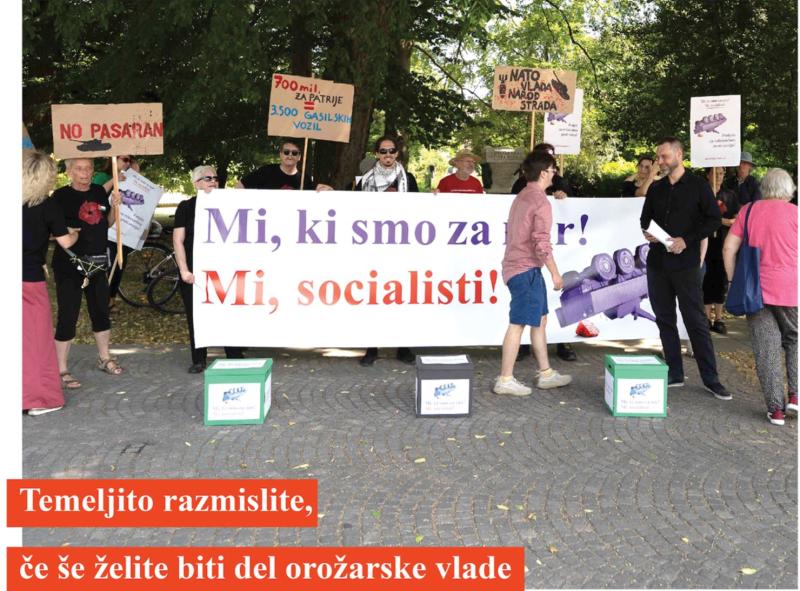 Poziv strankam Levica in SD: Temeljito razmislite, če še želite biti del orožarske vlade in nas nadalje podrejati NATO paktu!