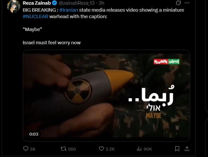 Hladnokrvno sporočilo sovražnikom Irana: Božanje jedrske bombe in napis »mogoče«!