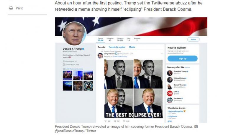 Predsednik ZDA Donald Trump objavil tvit, v katerem je 