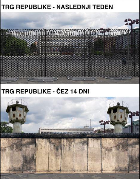 »Slovenska policija prepoveduje branje slovenske ustave v glavnem mestu!« »Vsaka ograja pade!«