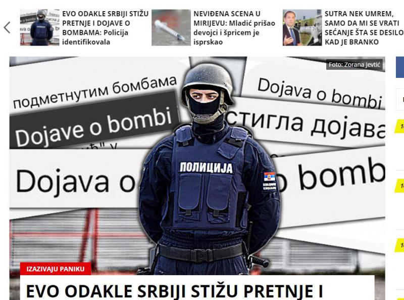 Grožnje v Srbijo prišle z devetnajst elektronskih naslovov, eden je bil tudi slovenski