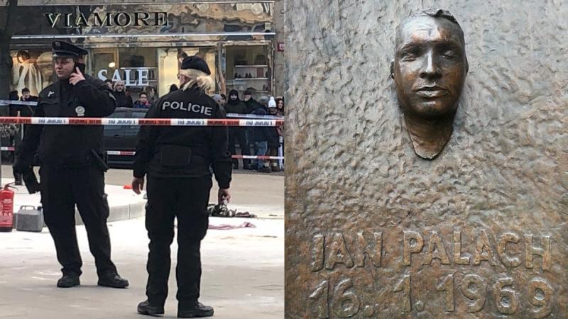 V Pragi se je 50 let po samosežigu Jana Palacha zažgal moški 