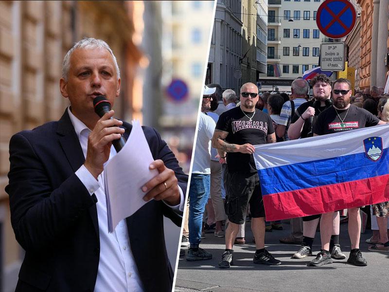 »Only in Slovenija! Zaposleni v uradu vlade sredi delovnega dne protestira proti vladi. Na koncu bo dobil še plačo«