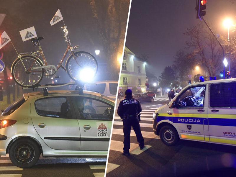Represija: kolesarji proti vladi protestirali v avtomobilih, policija pa jih kaznovala zaradi - »oviranja prometa«
