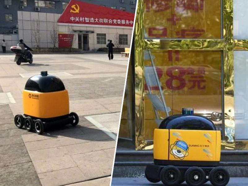 Rumena robotska kocka v Pekingu dostavlja nakupe
