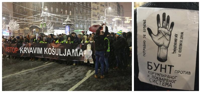 Novi punt v Beogradu, protestniki proti predsedniku Vučiću: 