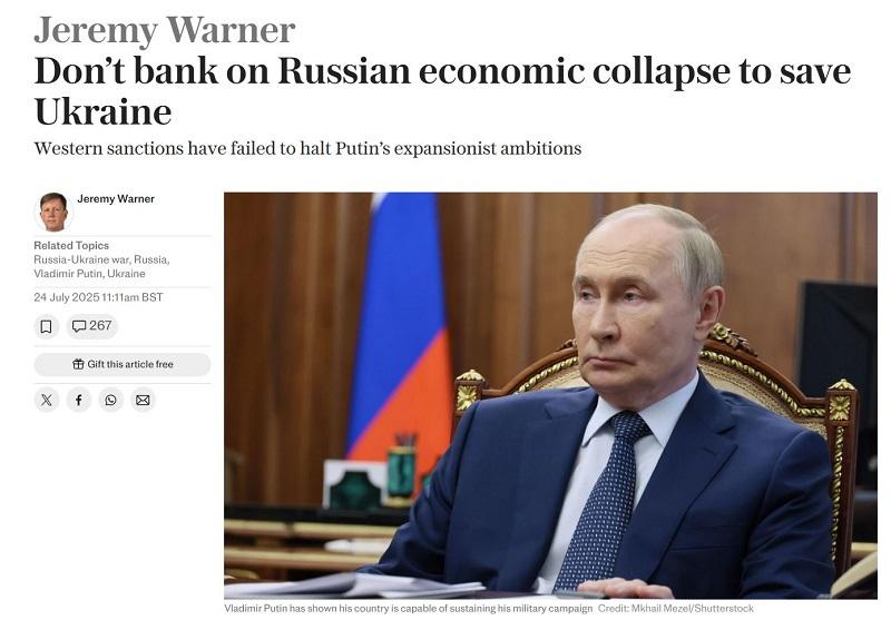 Telegraph: Rusko gospodarstvo lahko pritiske prenese »zelo dolgo časa«.