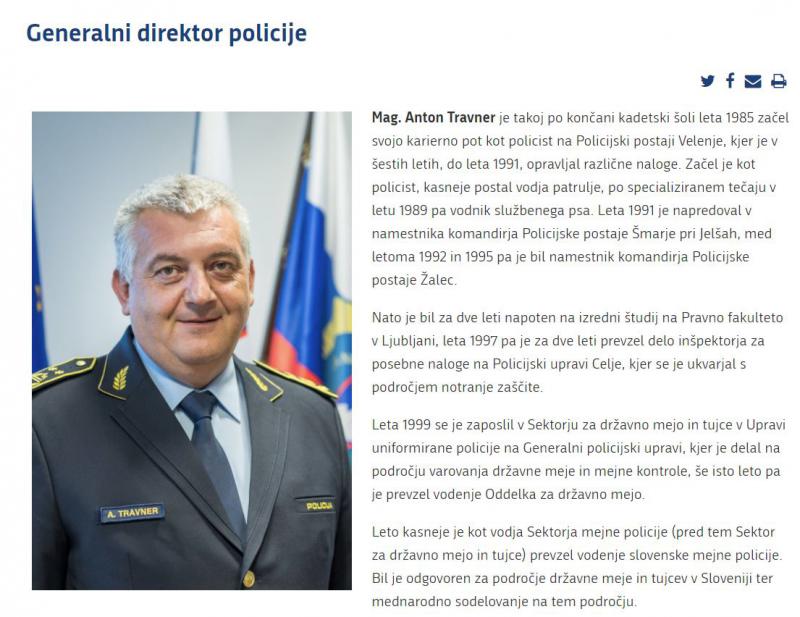 Zavajanje policije: generalni direktor Policije je še zmeraj Anton Travner – če je verjeti spletni strani Policije!