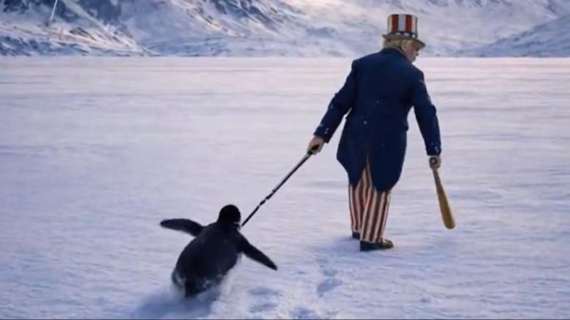 Kitajska poučila Trumpa o pingvinih: Stric Sam, palica in ptice, ki jih na Grenlandiji ni