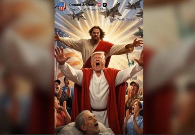 Jezus vrže Trumpa v pekel - v videoposnetku z umetno inteligenco, ki ga je objavil Iran (VIDEO)