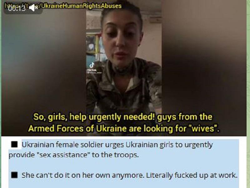 ISIS kot zgled? Ukrajinska vojakinja pozvala ukrajinska dekleta k nujni zagotovitvi »spolne pomoči« vojakom